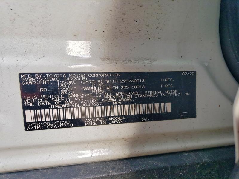 49818326 :رقم المزاد ، JTMEWRFV8LJ042667 vin ، 2020 Toyota Rav4 مزاد بيع