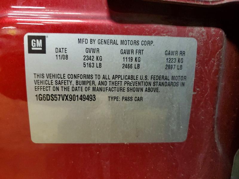 51255546 :رقم المزاد ، 1G6DS57VX90149493 vin ، 2009 Cadillac Cts مزاد بيع