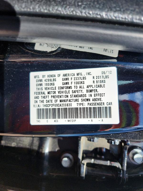 50136236 :رقم المزاد ، 1HGCP2F69CA200830 vin ، 2012 Honda Accord مزاد بيع