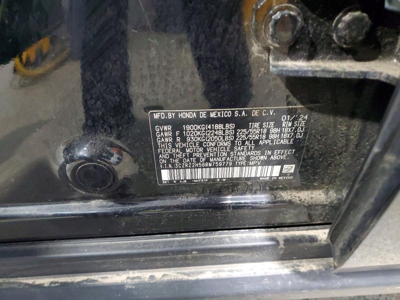 50187776 :رقم المزاد ، 3CZRZ2H56RM759779 vin ، 2024 Honda Hr-v مزاد بيع