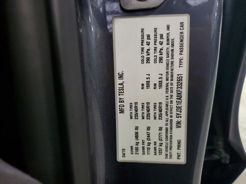Aukcja sprzedaży 2019 Tesla Model 3, vin: 5YJ3E1EA8KF332651, numer aukcji: 51585616
