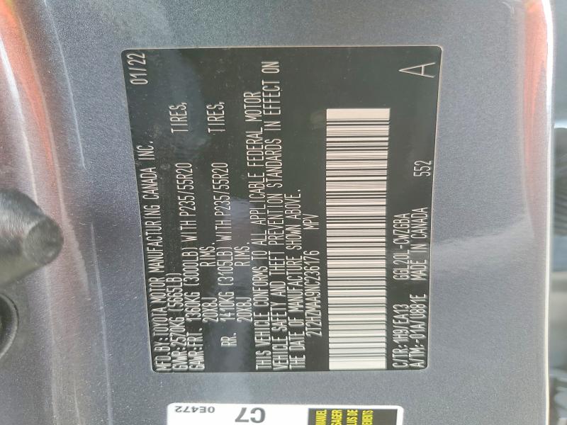 50165276 :رقم المزاد ، 2T2HZMAA9NC236176 vin ، 2022 Lexus Rx مزاد بيع