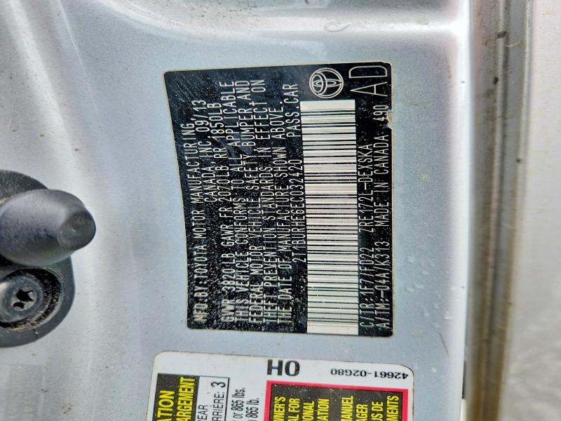 52027486 :رقم المزاد ، 2T1BURHE6EC032420 vin ، 2014 Toyota Corolla مزاد بيع