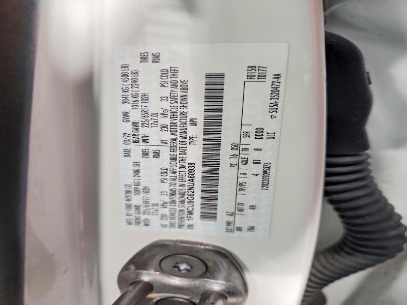 Aukcja sprzedaży 2022 Ford Escape, vin: 1FMCU9G62NUA60938, numer aukcji: 48432766
