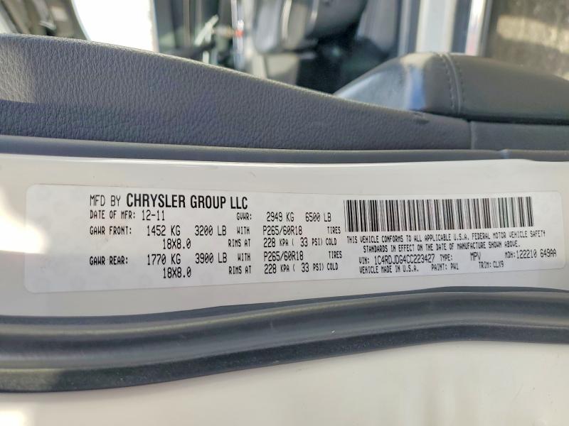 48974326 :رقم المزاد ، 1C4RDJDG4CC223427 vin ، 2012 Dodge Durango مزاد بيع