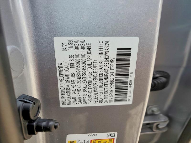 Aukcja sprzedaży 2021 Honda Passport, vin: 5FNYF7H2XMB007948, numer aukcji: 50076086