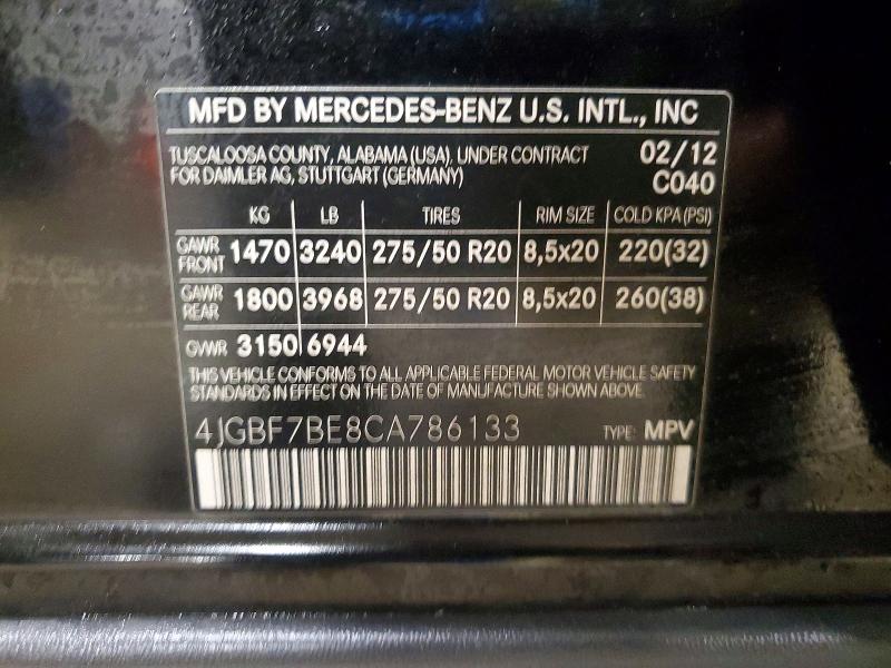Продаж на аукціоні авто 2012 Mercedes-benz Gl, vin: 4JGBF7BE8CA786133, номер лоту: 48763876