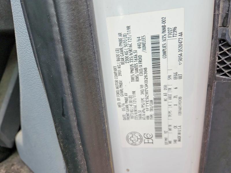 Aukcja sprzedaży 2016 Ford Transit, vin: 1FTYE9ZM7GKB26398, numer aukcji: 47191466