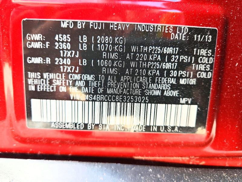 Продажа на аукционе авто 2014 Subaru Outback, vin: 4S4BRCCC8E3253025, номер лота: 49613276