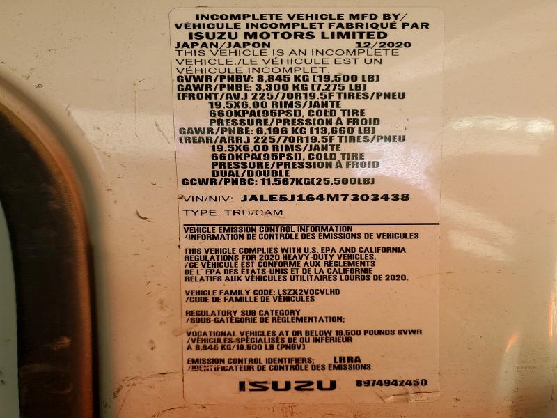 Продажа на аукционе авто 2021 Isuzu Nrr, vin: JALE5J164M7303438, номер лота: 53306236