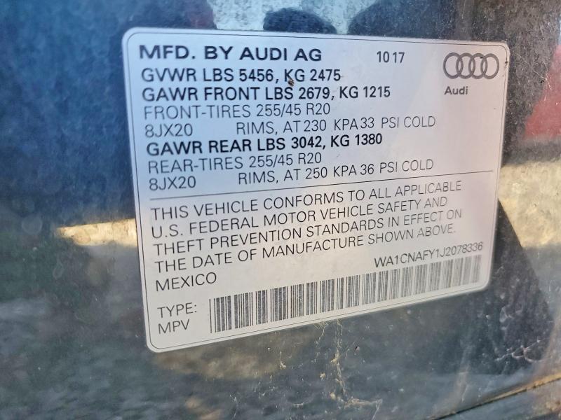 Aukcja sprzedaży 2018 Audi Q5, vin: WA1CNAFY1J2078336, numer aukcji: 50653136