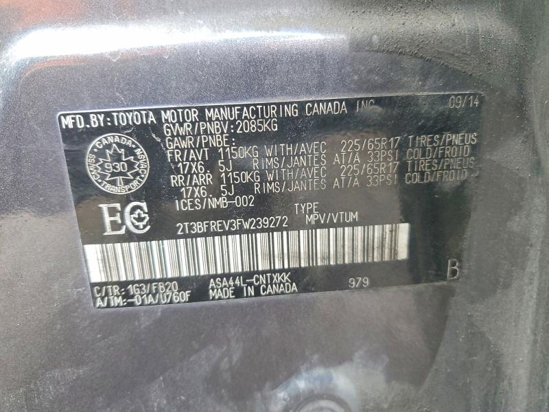 Aukcja sprzedaży 2015 Toyota Rav4, vin: 2T3BFREV3FW239272, numer aukcji: 50422126