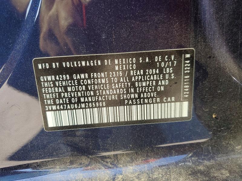 2018 Volkswagen Gti მანქანა იყიდება აუქციონზე, vin: 3VW447AU6JM265968, აუქციონის ნომერი: 50466936