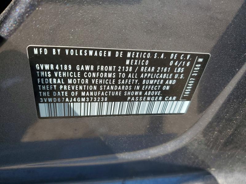 51434286 :رقم المزاد ، 3VWD67AJ4GM373238 vin ، 2016 Volkswagen Jetta مزاد بيع