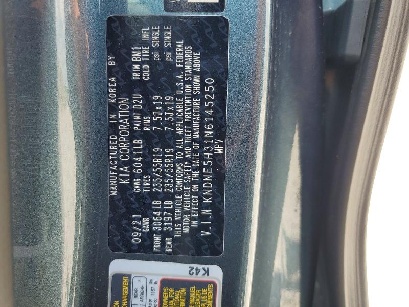Aukcja sprzedaży 2022 Kia Carnival, vin: KNDNE5H31N6145250, numer aukcji: 50193016