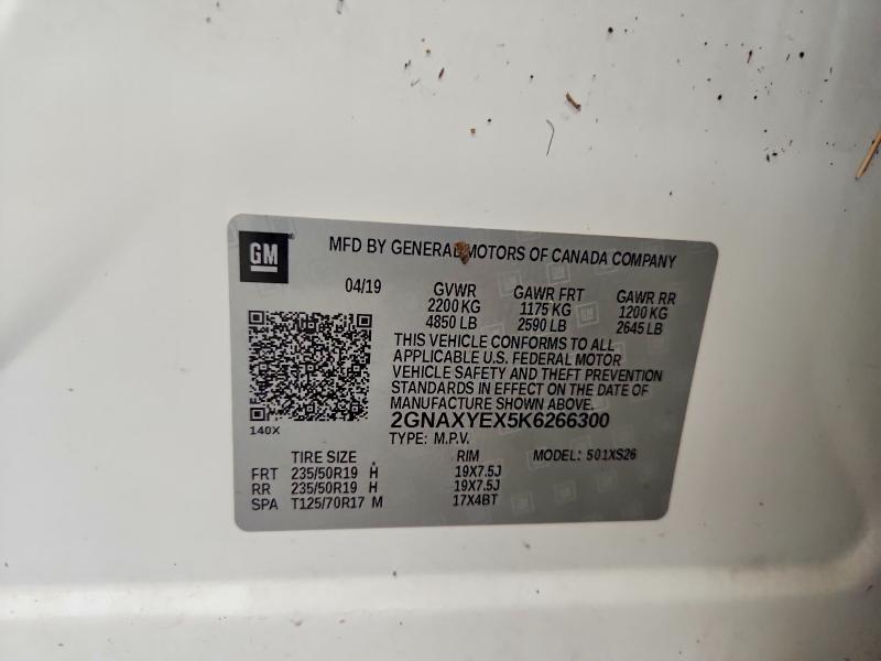 Продаж на аукціоні авто 2019 Chevrolet Equinox, vin: 2GNAXYEX5K6266300, номер лоту: 51125816