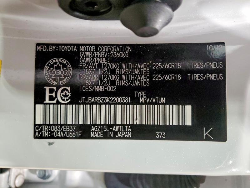 Aukcja sprzedaży 2019 Lexus Nx 300, vin: JTJBARBZ3K2200381, numer aukcji: 47592226