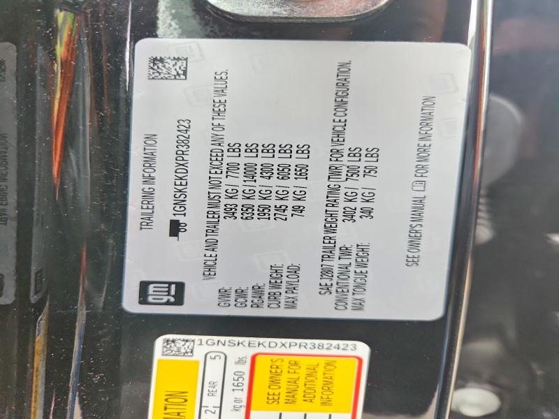 2023 Chevrolet Suburban მანქანა იყიდება აუქციონზე, vin: 1GNSKEKDXPR382423, აუქციონის ნომერი: 49751926