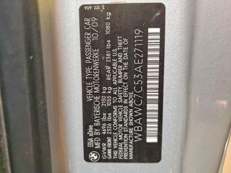 48392356 :رقم المزاد ، WBAWC7C53AE271119 vin ، 2010 Bmw 335 مزاد بيع