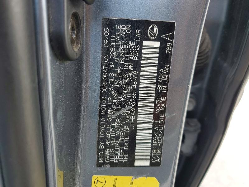Продажа на аукционе авто 2006 Lexus Es, vin: JTHBA30G765148788, номер лота: 50585336