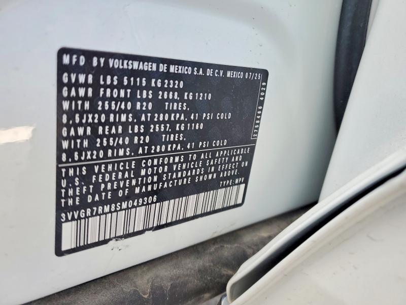 Aukcja sprzedaży 2025 Volkswagen Tiguan, vin: 3VVGR7RM8SM049306, numer aukcji: 50715316