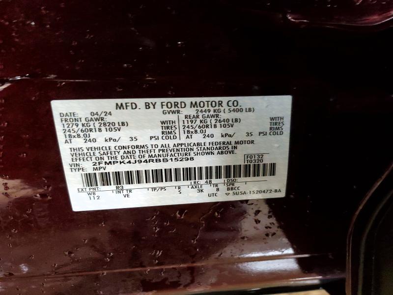 2024 Ford Edge მანქანა იყიდება აუქციონზე, vin: 2FMPK4J94RBB15298, აუქციონის ნომერი: 48363226