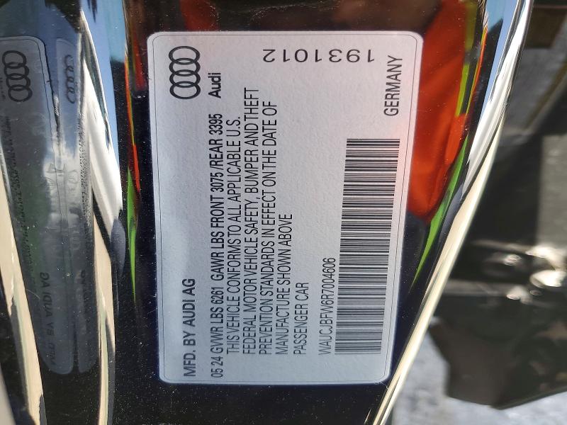 2024 Audi E-tron Gt მანქანა იყიდება აუქციონზე, vin: WAUCJBFW6R7004606, აუქციონის ნომერი: 50744116
