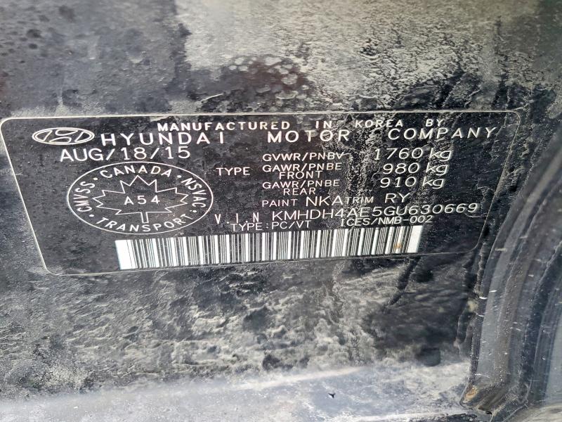 Продажа на аукционе авто 2016 Hyundai Elantra, vin: KMHDH4AE5GU630669, номер лота: 49448906