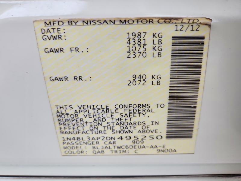 50625826 :رقم المزاد ، 1N4BL3AP2DN495250 vin ، 2013 Nissan Altima مزاد بيع