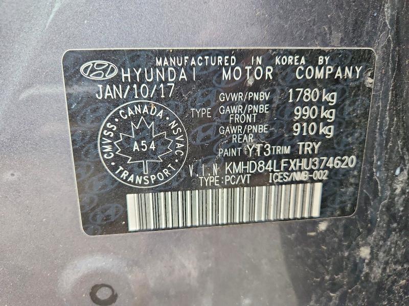 Aukcja sprzedaży 2017 Hyundai Elantra, vin: KMHD84LFXHU374620, numer aukcji: 47161716