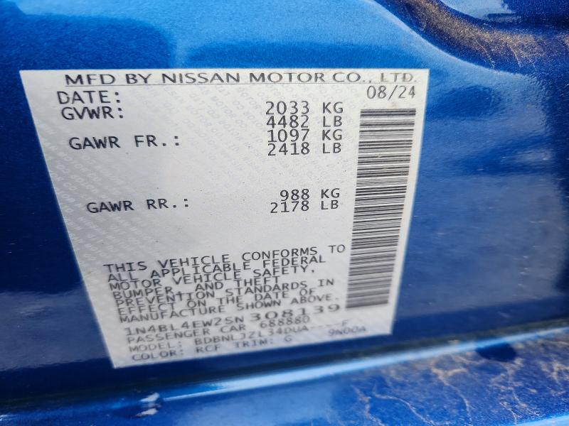 Aukcja sprzedaży 2025 Nissan Altima, vin: 1N4BL4EW2SN308139, numer aukcji: 51651856