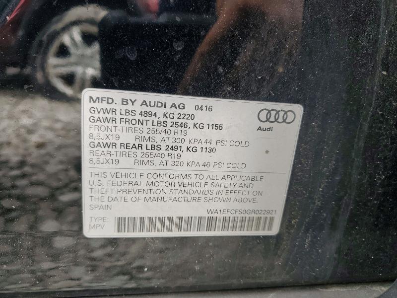 48906126 :رقم المزاد ، WA1EFCFS0GR022921 vin ، 2016 Audi Q3 مزاد بيع