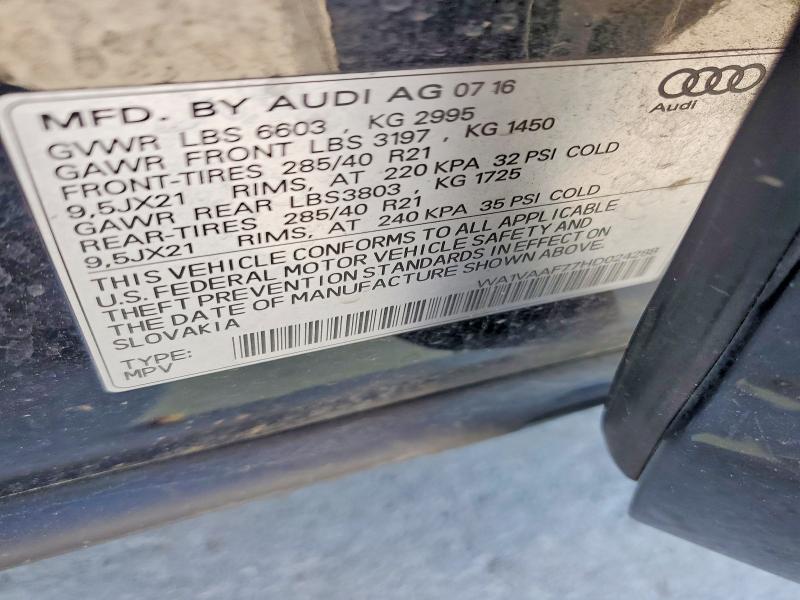 Aukcja sprzedaży 2017 Audi Q7, vin: WA1VAAF77HD024288, numer aukcji: 50430216