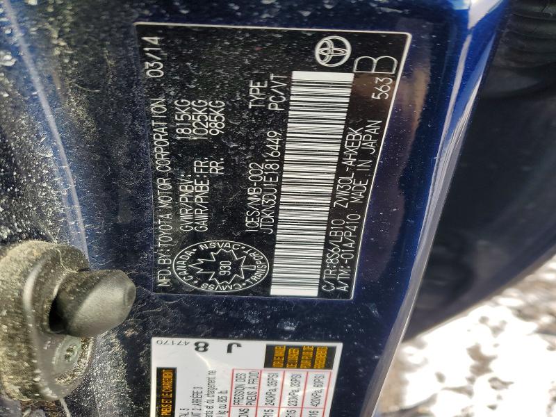 48192146 :رقم المزاد ، JTDKN3DU1E1816449 vin ، 2014 Toyota Prius مزاد بيع
