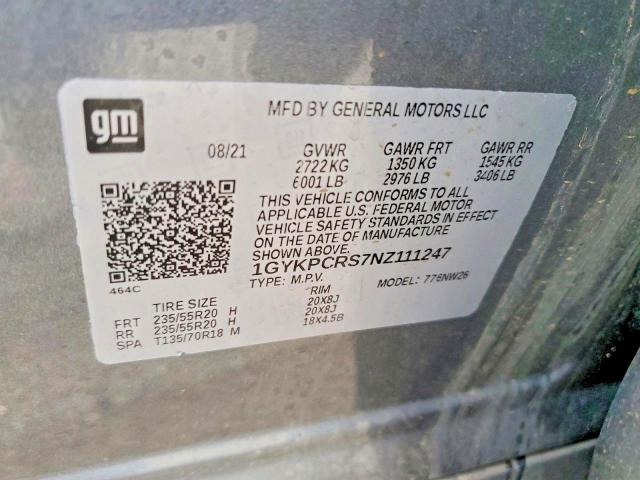 Aukcja sprzedaży 2022 Cadillac Xt6, vin: 1GYKPCRS7NZ111247, numer aukcji: 51463506