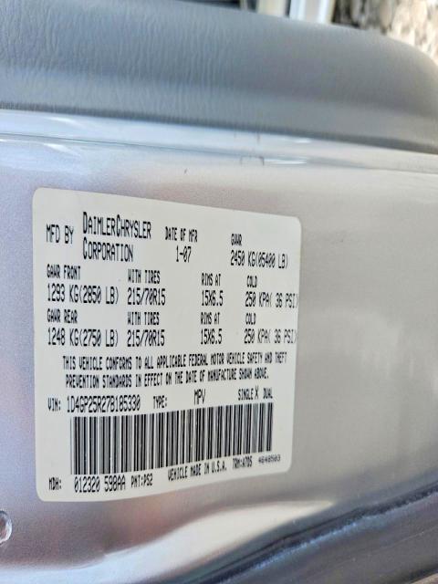 50935986 :رقم المزاد ، 1D4GP25R27B185330 vin ، 2007 Dodge Caravan مزاد بيع