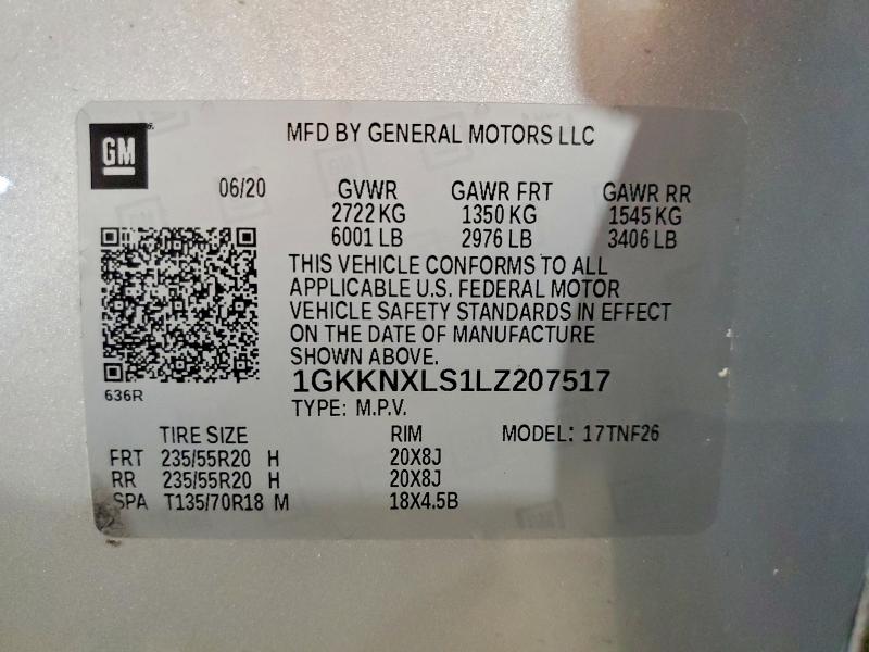 Продаж на аукціоні авто 2020 Gmc Acadia, vin: 1GKKNXLS1LZ207517, номер лоту: 49983866