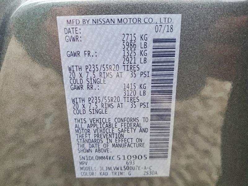 2019 Infiniti Qx60 მანქანა იყიდება აუქციონზე, vin: 5N1DL0MM4KC510905, აუქციონის ნომერი: 50633116