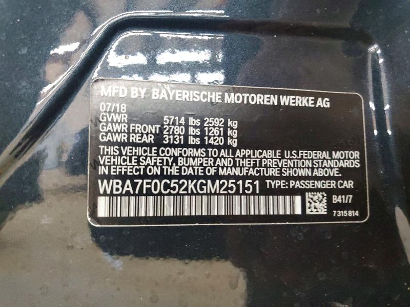 Продажа на аукционе авто 2019 Bmw 750, vin: WBA7F0C52KGM25151, номер лота: 50819016