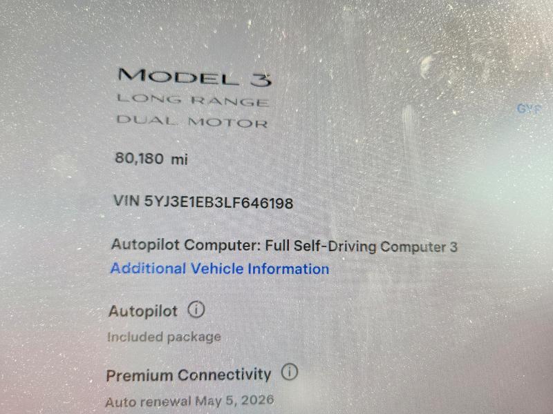 Aukcja sprzedaży 2020 Tesla Model 3, vin: 5YJ3E1EB3LF646198, numer aukcji: 48896006