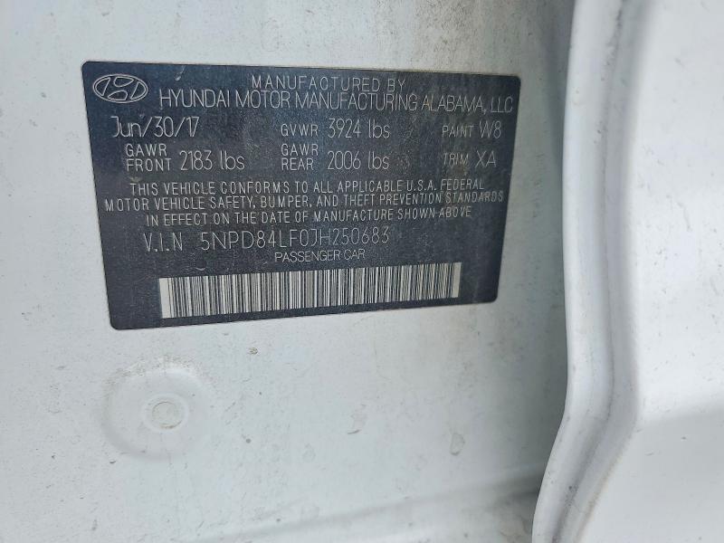 51177956 :رقم المزاد ، 5NPD84LF0JH250683 vin ، 2018 Hyundai Elantra مزاد بيع