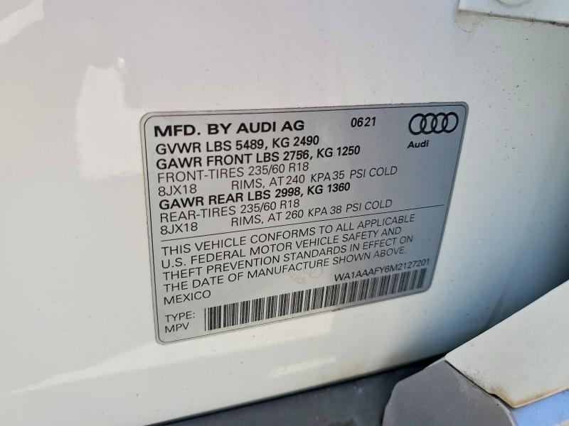 Aukcja sprzedaży 2021 Audi Q5, vin: WA1AAAFY6M2127201, numer aukcji: 74828905