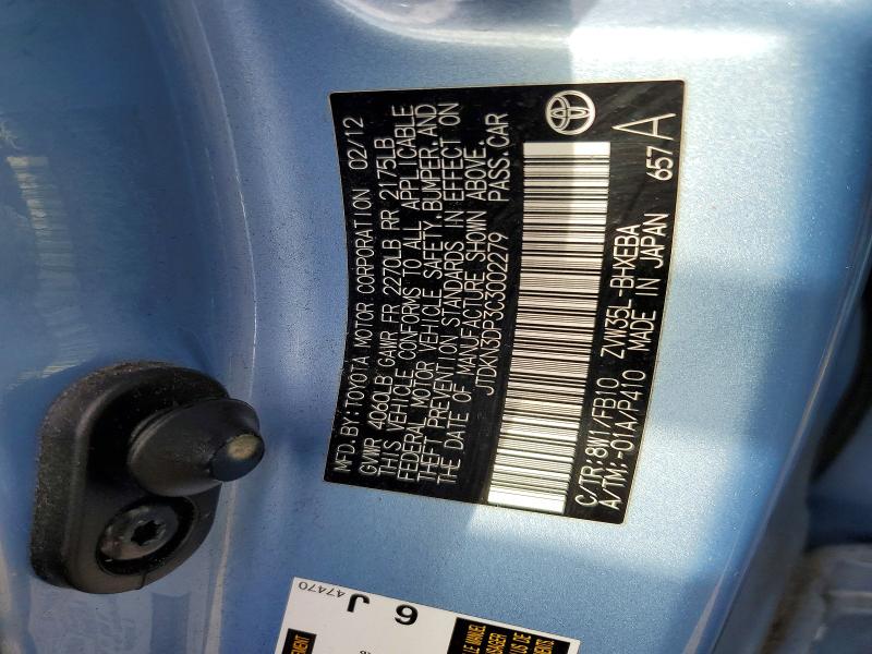51162376 :رقم المزاد ، JTDKN3DP3C3002279 vin ، 2012 Toyota Prius Plug-in Hybrid مزاد بيع