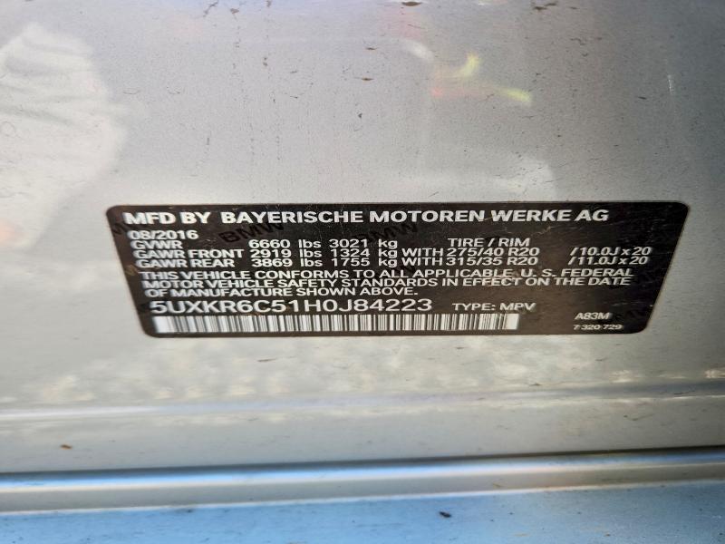 Aukcja sprzedaży 2017 Bmw X5, vin: 5UXKR6C51H0J84223, numer aukcji: 49269826