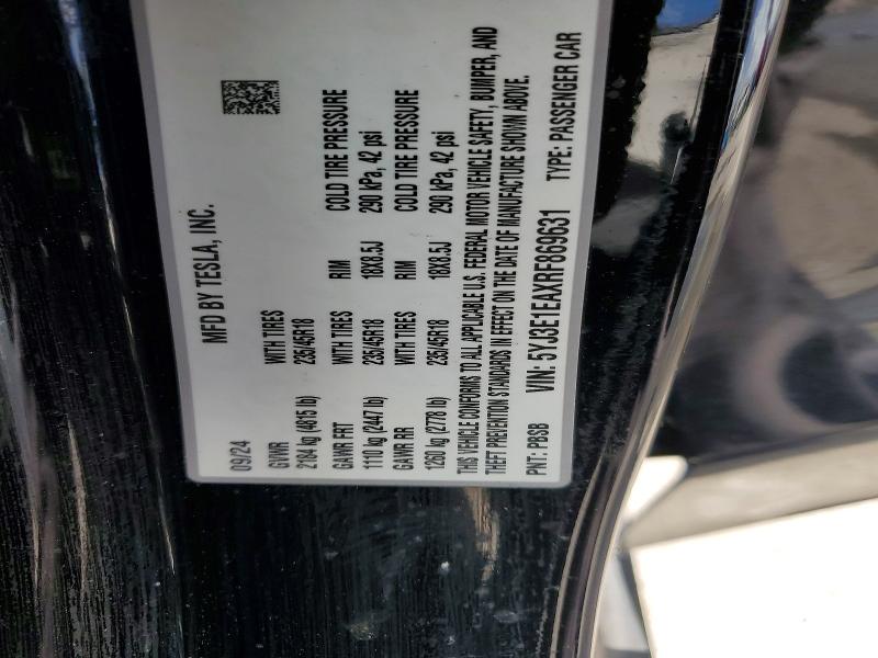 Aukcja sprzedaży 2024 Tesla Model 3, vin: 5YJ3E1EAXRF869631, numer aukcji: 49617636