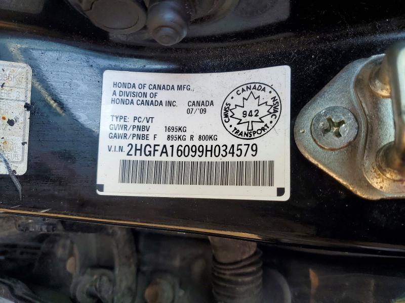 Aukcja sprzedaży 2009 Honda Civic, vin: 2HGFA16099H034579, numer aukcji: 48631676
