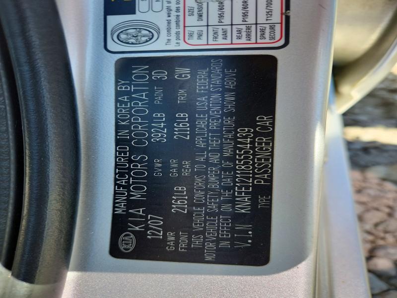 Продажа на аукционе авто 2008 Kia Spectra, vin: KNAFE121185554439, номер лота: 50239026