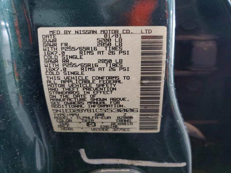 Продажа на аукционе авто 2001 Nissan Xterra, vin: 5N1ED28Y81C553006, номер лота: 50409856