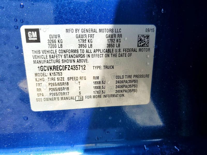 Продажа на аукционе авто 2015 Chevrolet Silverado, vin: 1GCVKREC0FZ435712, номер лота: 51059966