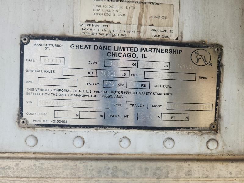 Продажа на аукционе авто 2014 Great Dane Trailers, vin: 1GRAA9621EB703946, номер лота: 50601436